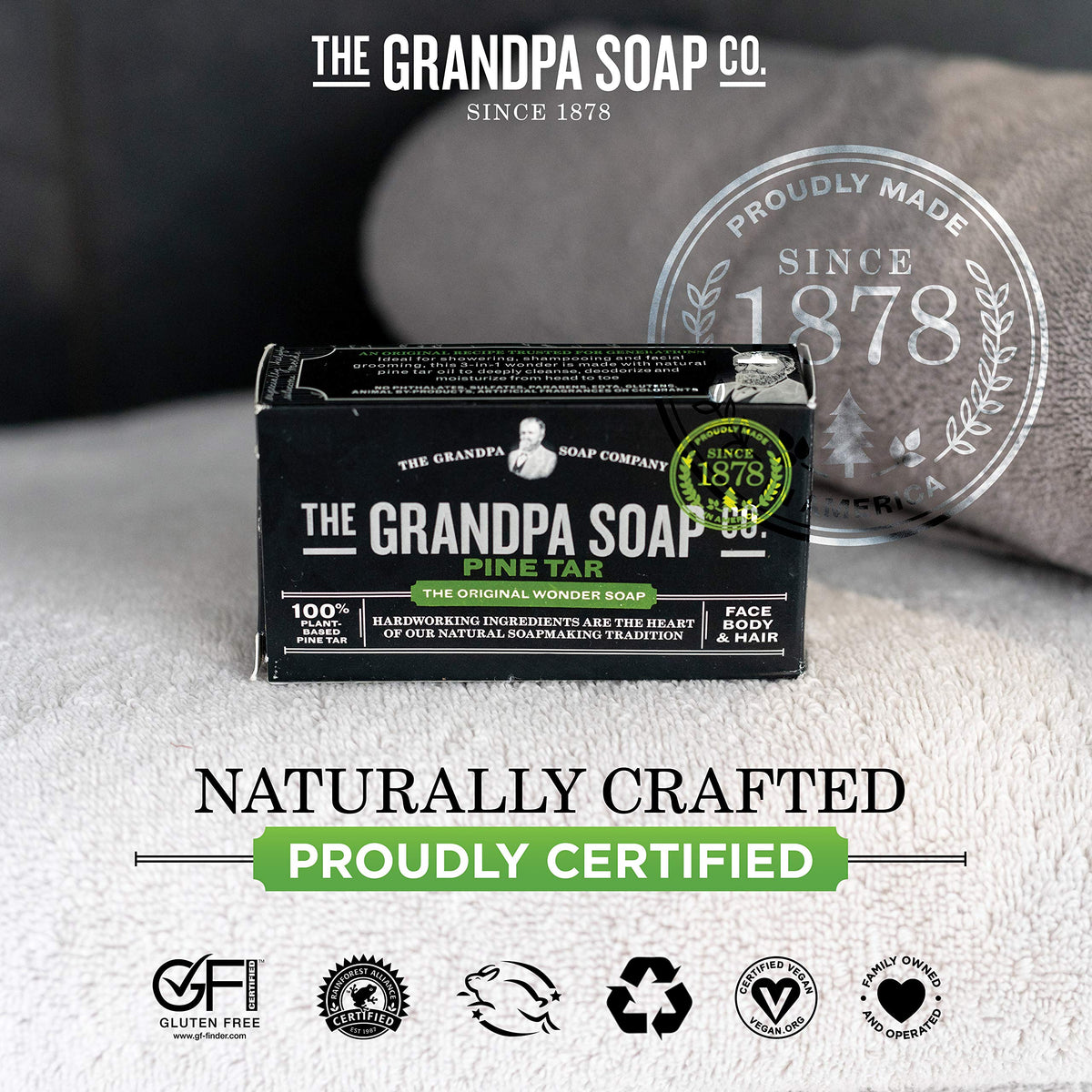 Close-up of Grandpa's Pine Tar Soap texture