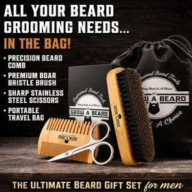 Close-up of GROW ALPHA BEARD natural boar bristle brush