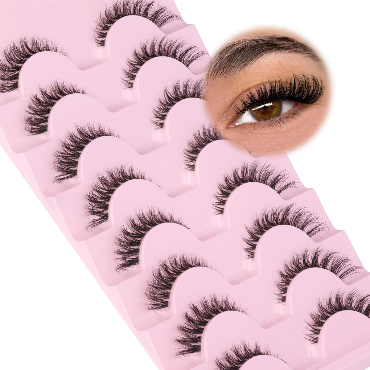 Close-up of GVEFETIEE false eyelashes with D-curl design