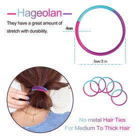 Close-up of Hageolan hair ties showing stretch and thickness
