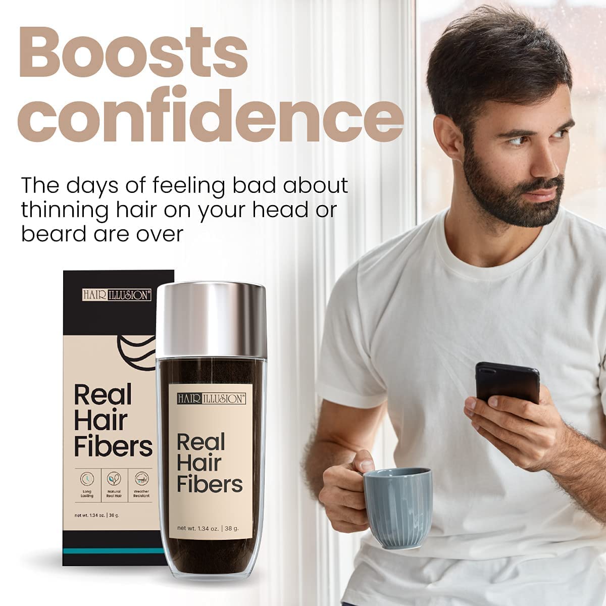 Close-up of Hair Illusion Dark Brown Hair Fibers texture