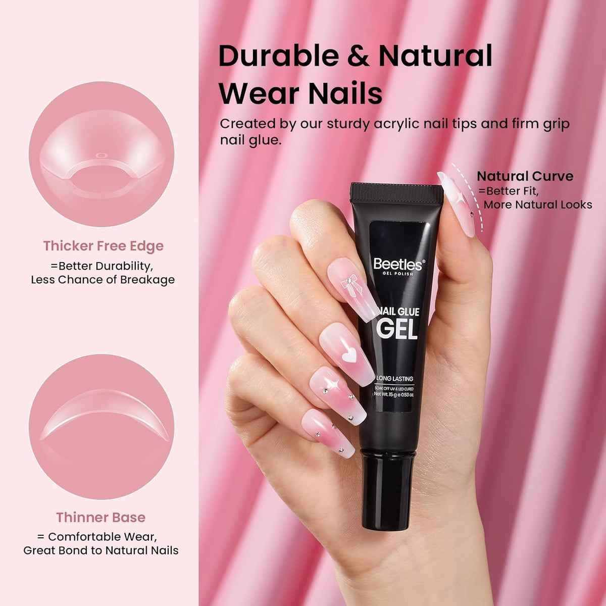 Close-up of half matte medium coffin nail tips