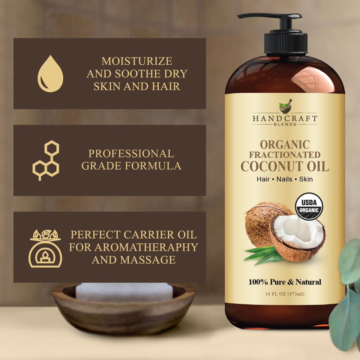 Close-up of Handcraft Blends Organic Fractionated Coconut Oil texture