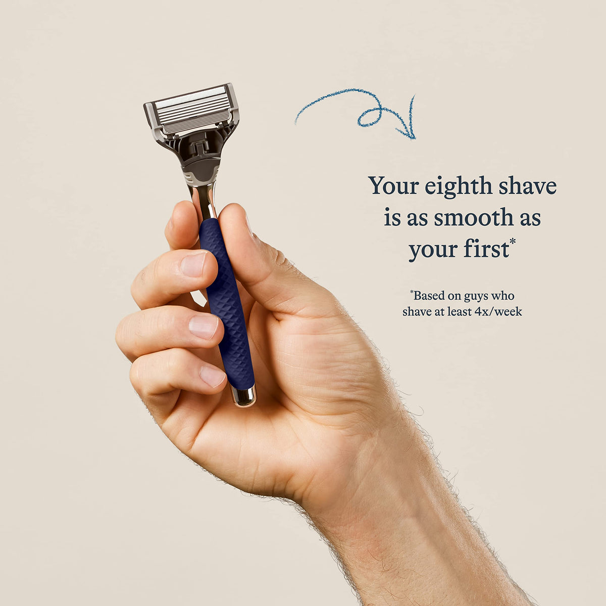 Close-up of Harry's 5-blade razor with precision trimmer