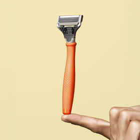 Close-up of Harry's razor handle with precision trimmer