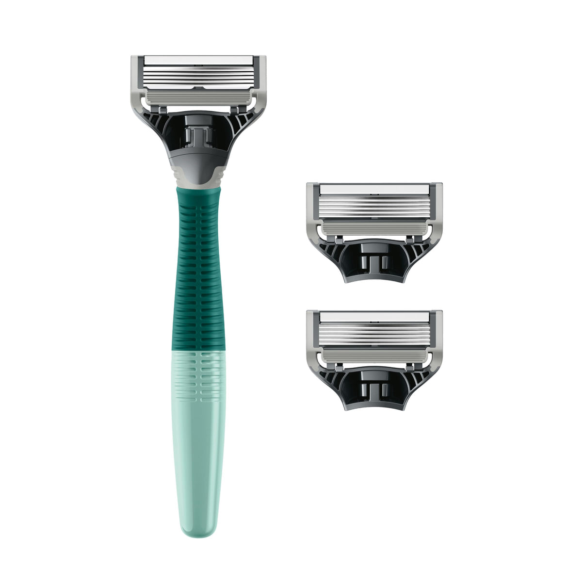 Close-up of Harry's Truman razor handle with textured grip