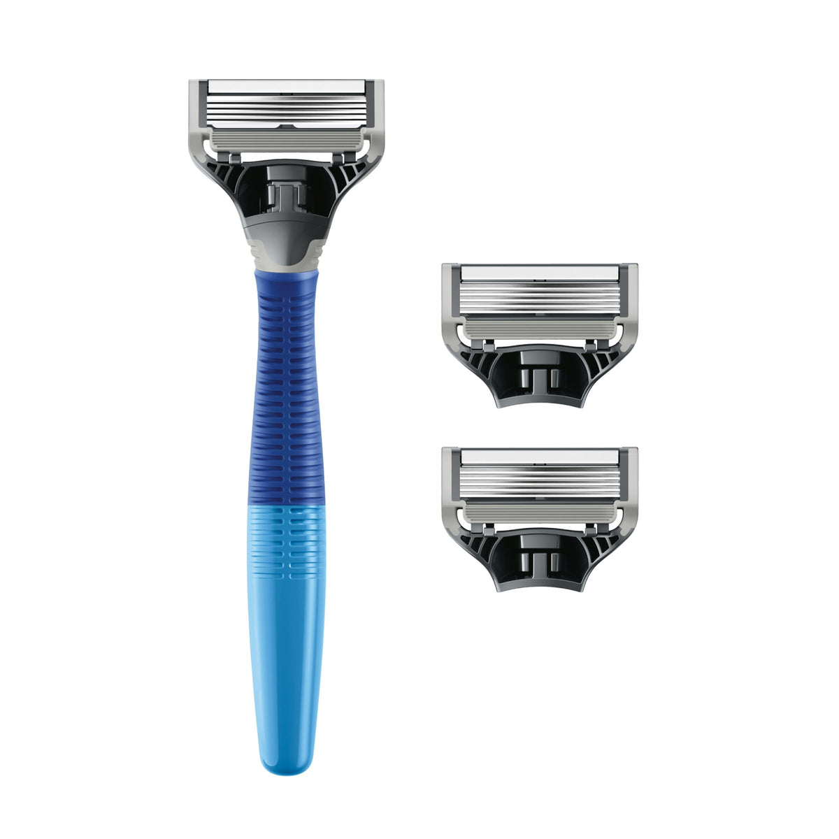 Close-up of Harry's Truman razor handle with textured grip