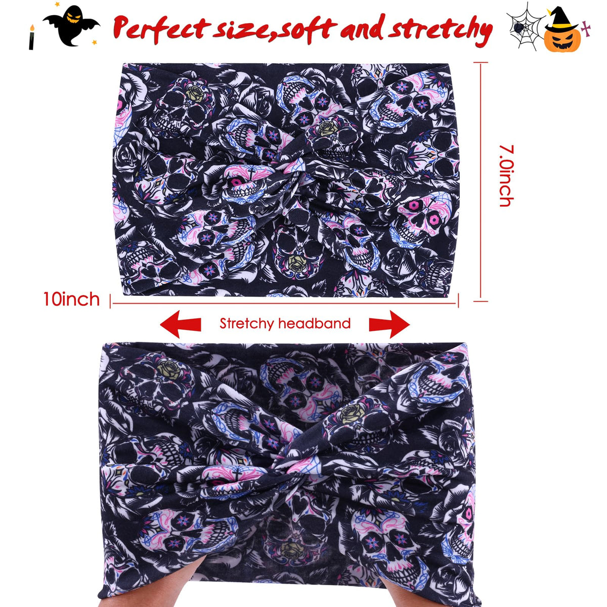 Close-up of HAUHC Halloween headband featuring a skull design