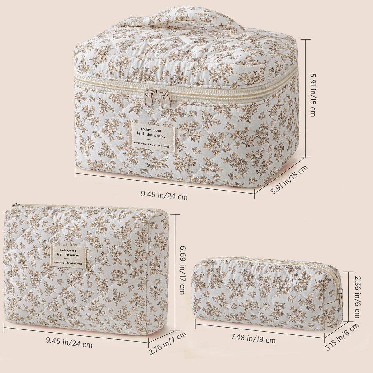 Close-up of HBselect double zipper on makeup bag