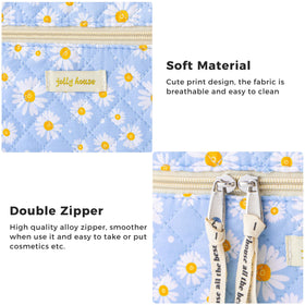 Close-up of HBselect makeup bag cotton material