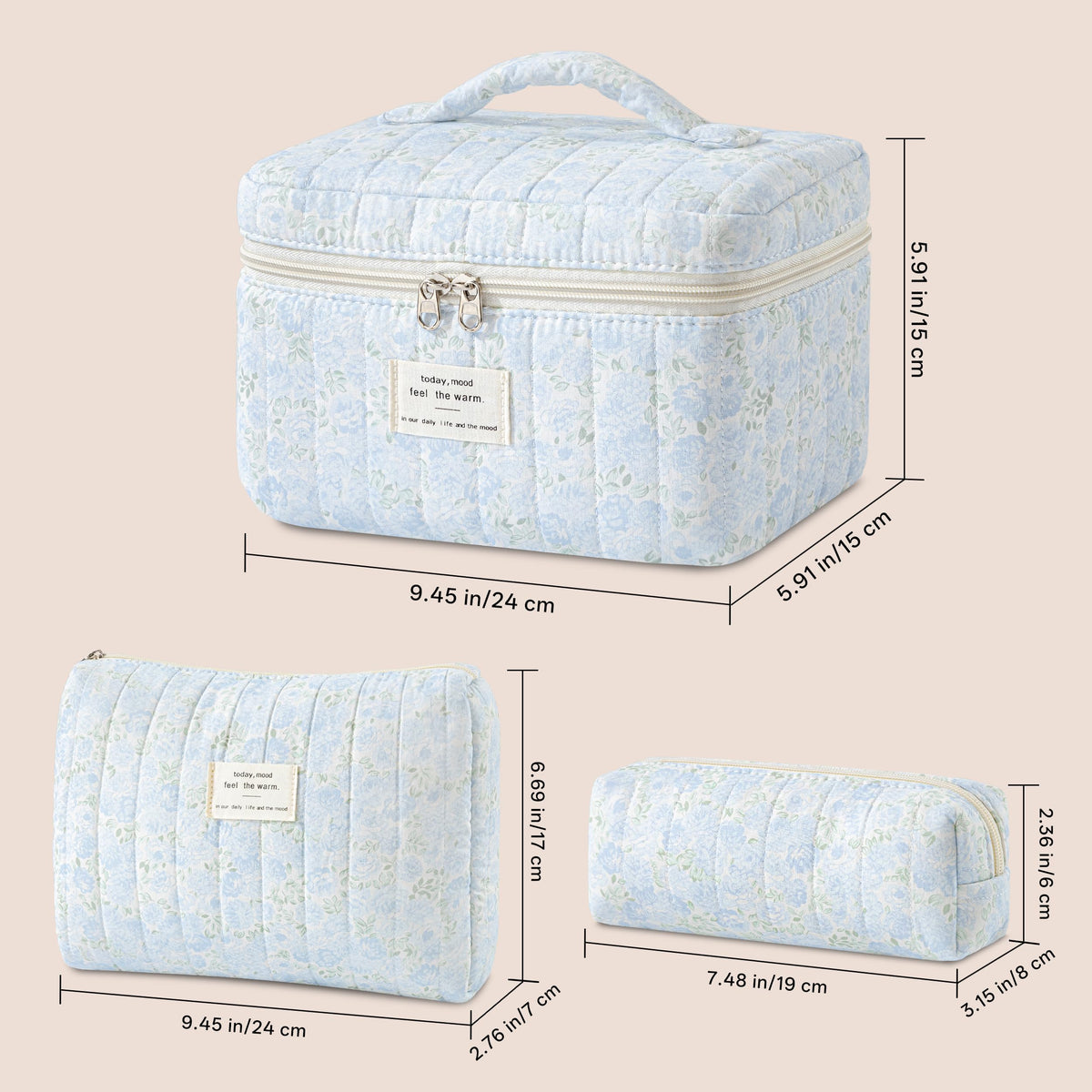 Close-up of HBselect makeup bag double zipper with gold-plated alloy
