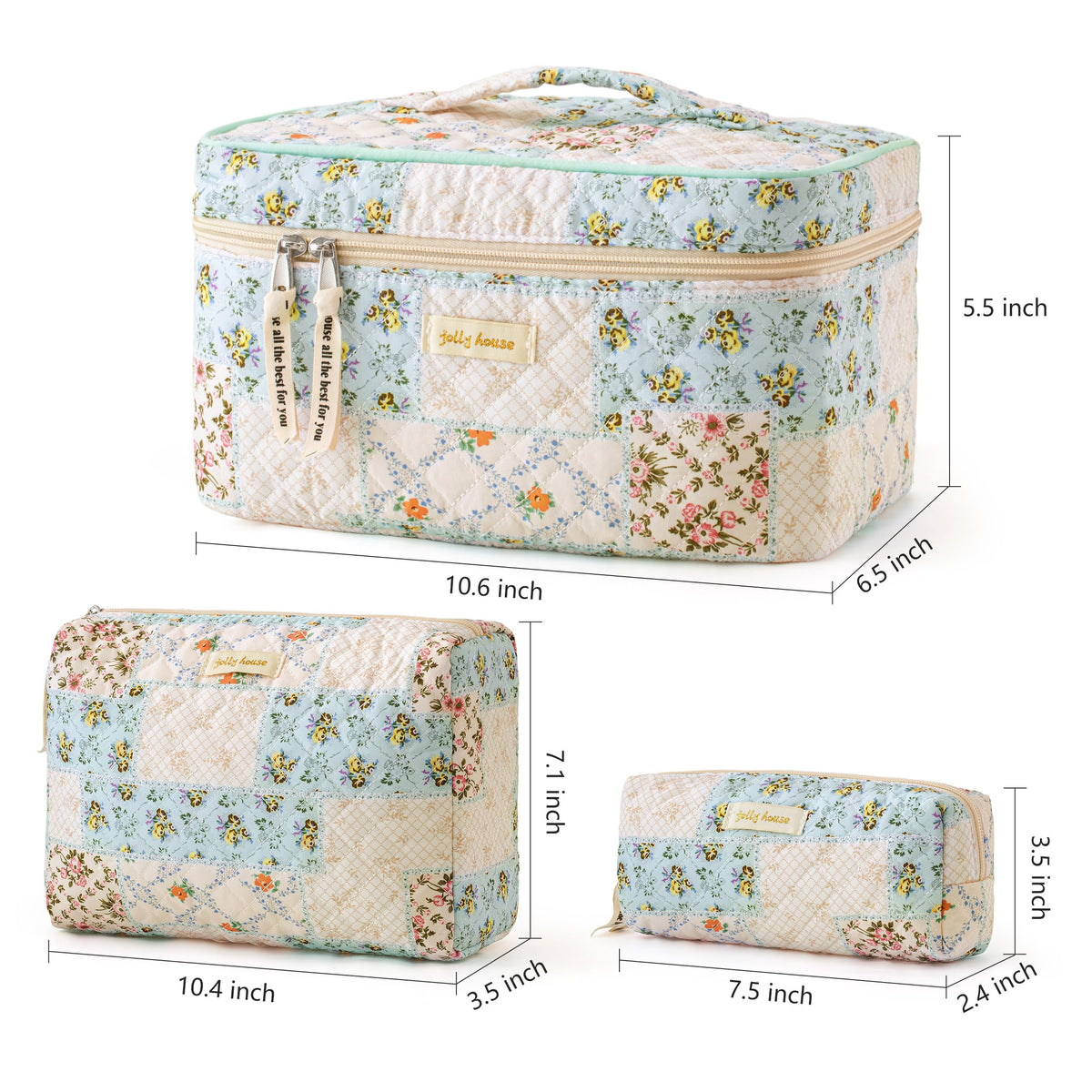 Close-up of HBselect Quilted Makeup Bag zipper