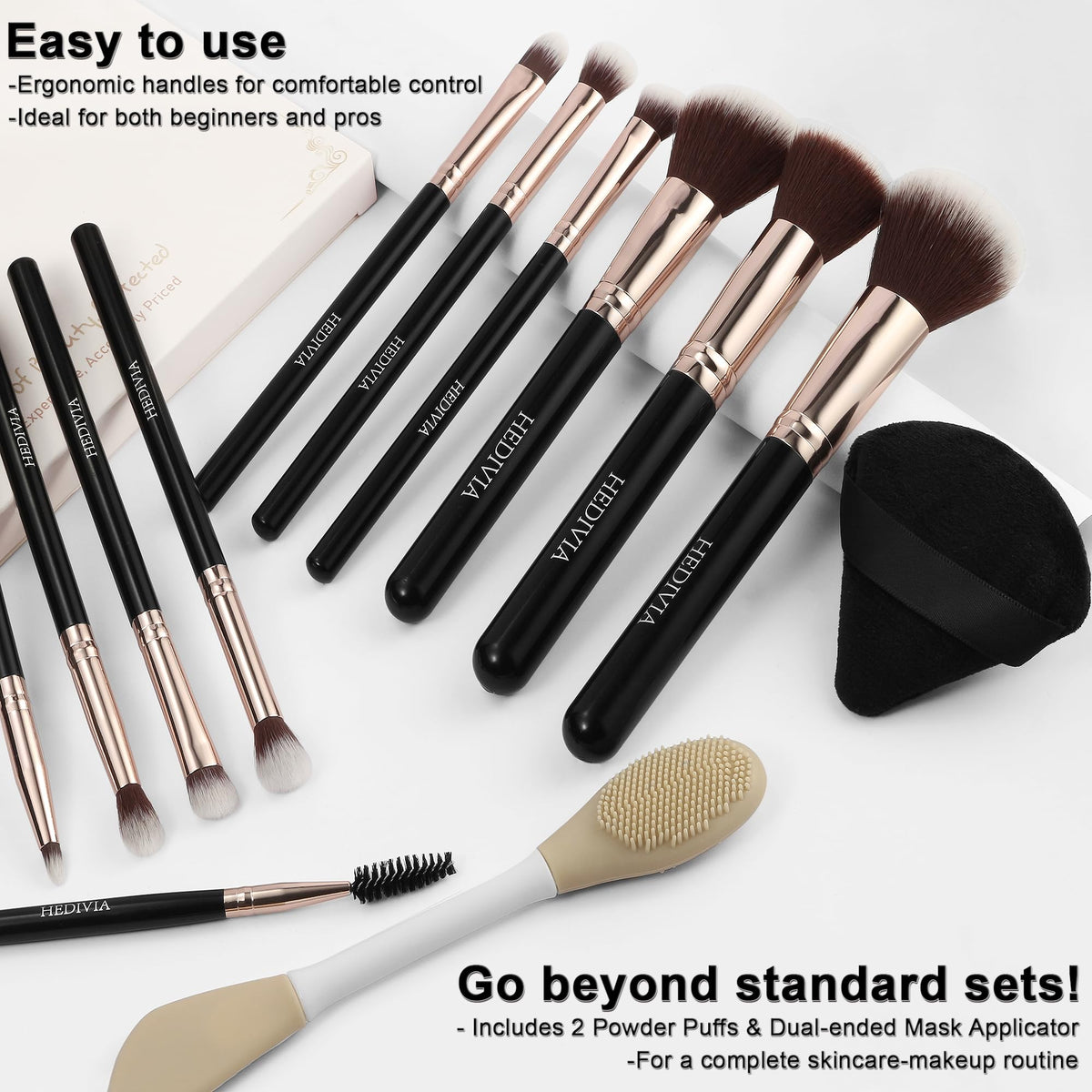 Close-up of HEDIVIA foundation brush with synthetic bristles