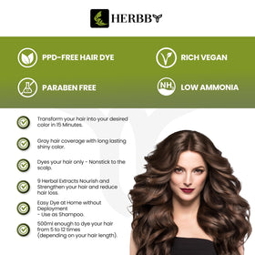 Close-up of HERBBY Hair Color Shampoo Dark Brown bottle