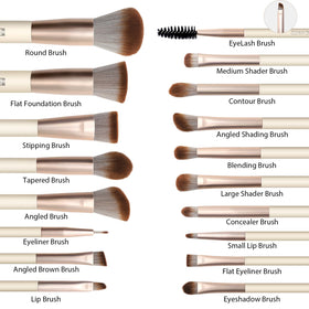 Close-up of HEYMKGO makeup brushes showing soft bristles