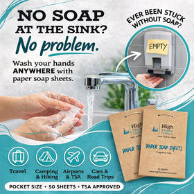 Close-up of High Thyme FARMacy Travel Soap Sheets showing individual soap sheet
