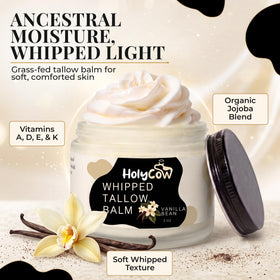 Close-up of HolyCow Beef Tallow Body Butter whipped texture