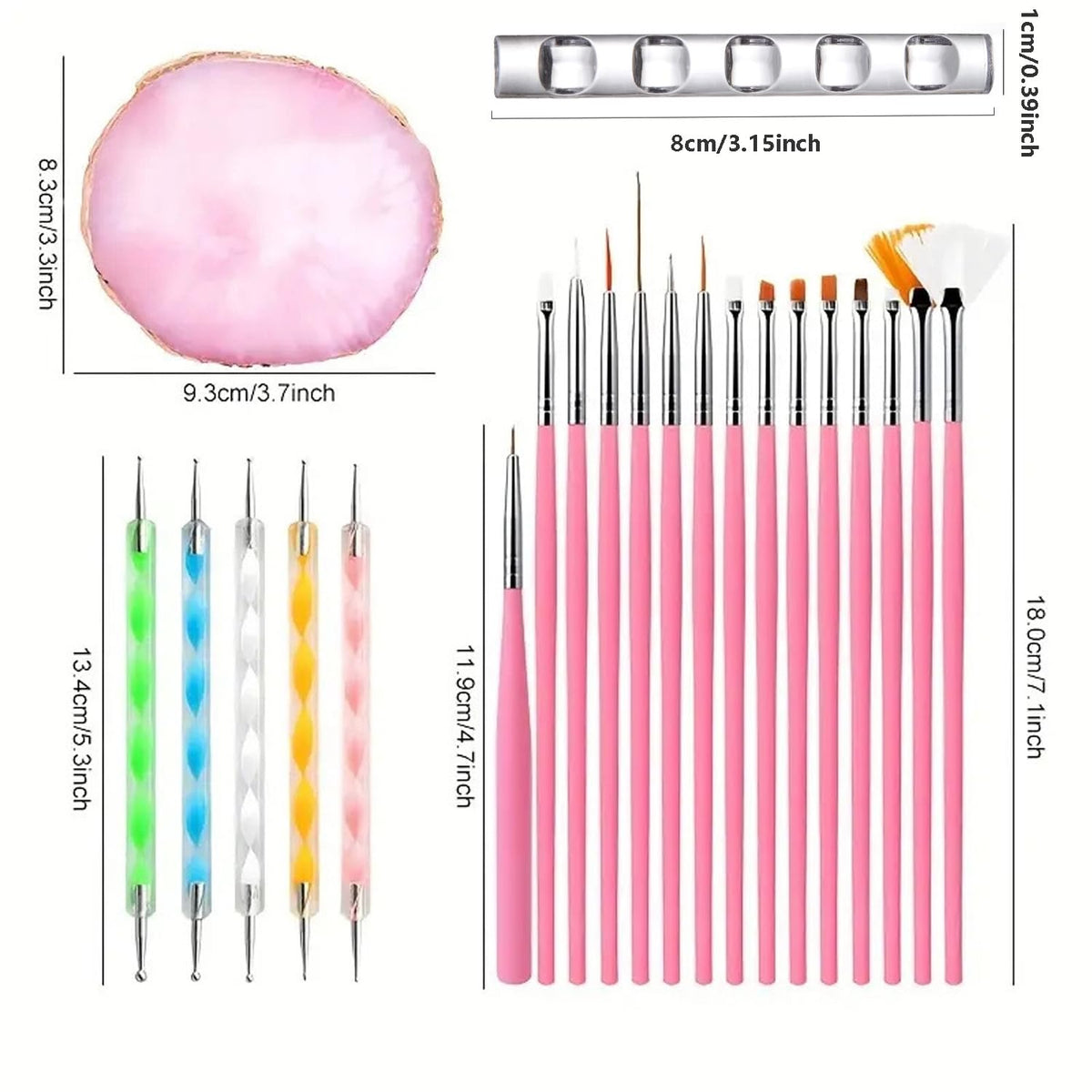 Close-up of HomTop nail brushes in the set