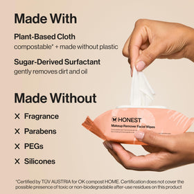 Close-up of Honest Beauty Cleansing Wipes with product details