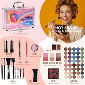 Close-up of Hot Sugar Makeup Kit lip balms and lipsticks