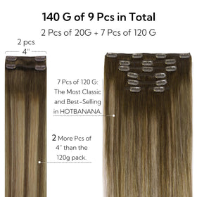 close-up of hotbanana clip-in hair extensions with stainless steel clips