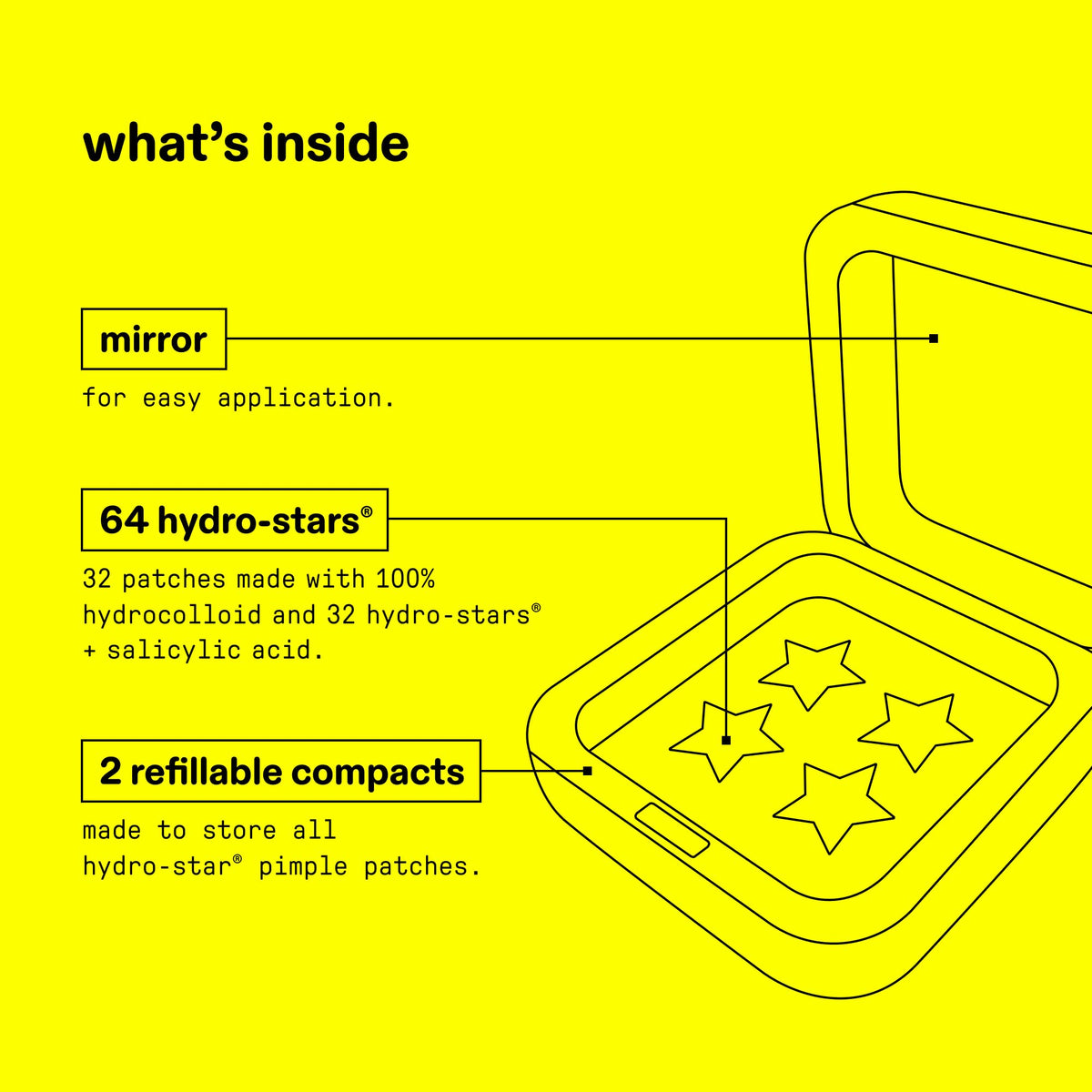Close-up of Hydro-Star patches in blue compact