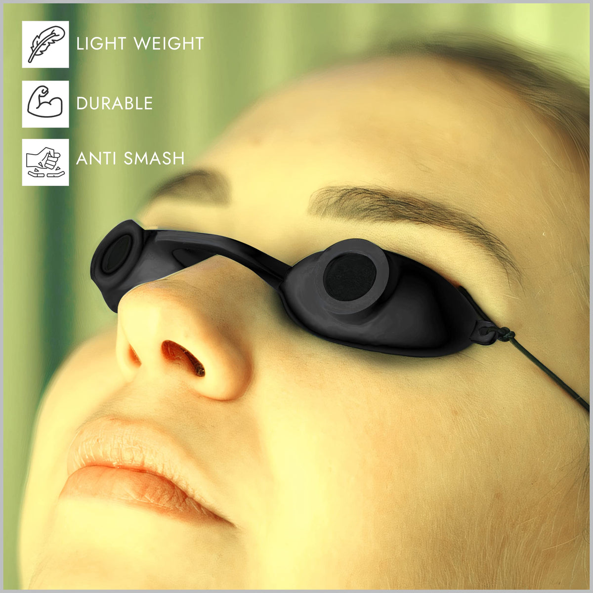 Close-up of hydrophilic material on goggles