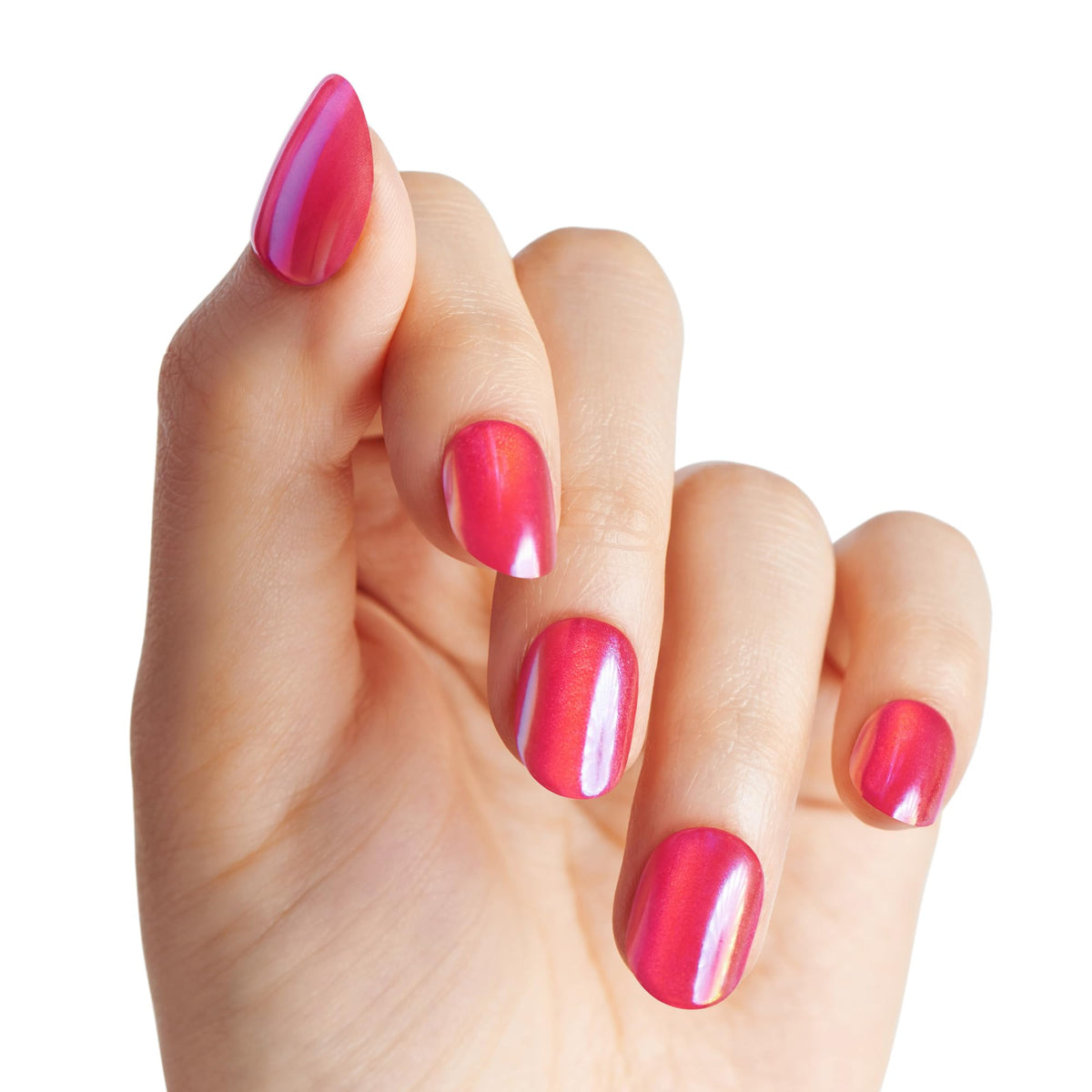 Close-up of imPRESS ColorFX pearlescent nails and mini file
