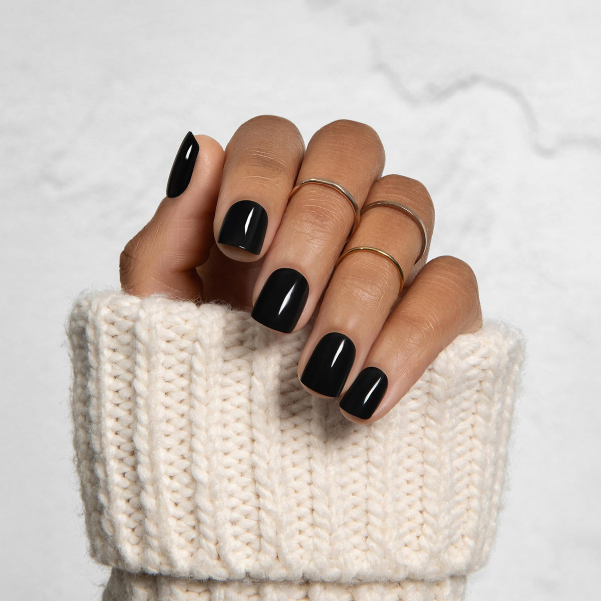 close-up of imPRESS short squoval nails