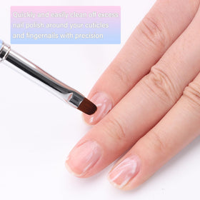 Close-up of INENK nail brush with gradient pink and blue handle