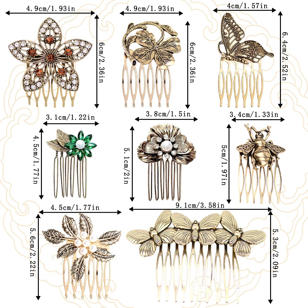 Close-up of INLAZTIM vintage hair comb with pearl and rhinestone