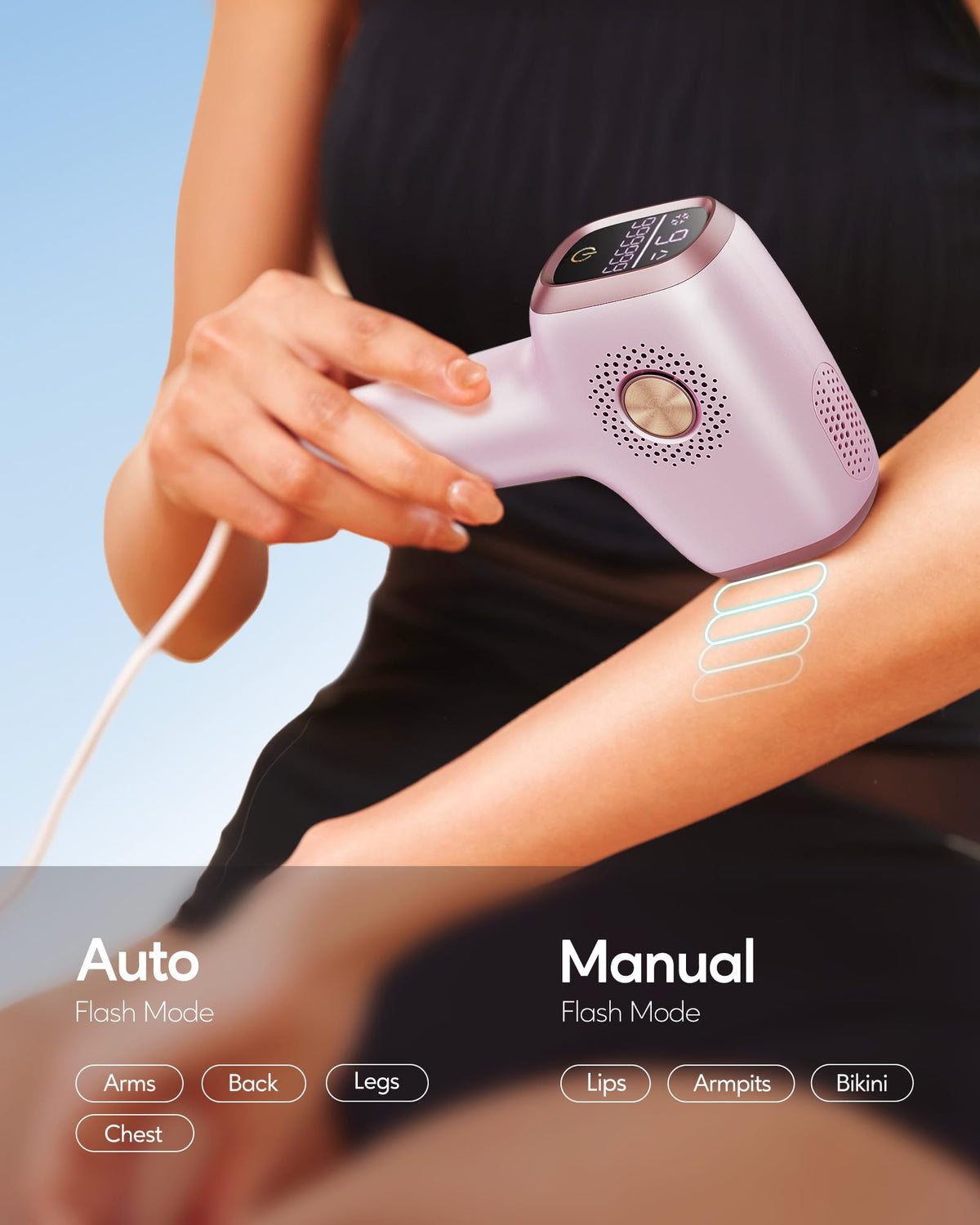 Close-up of INNZA IPL Hair Removal Device ice cooling feature