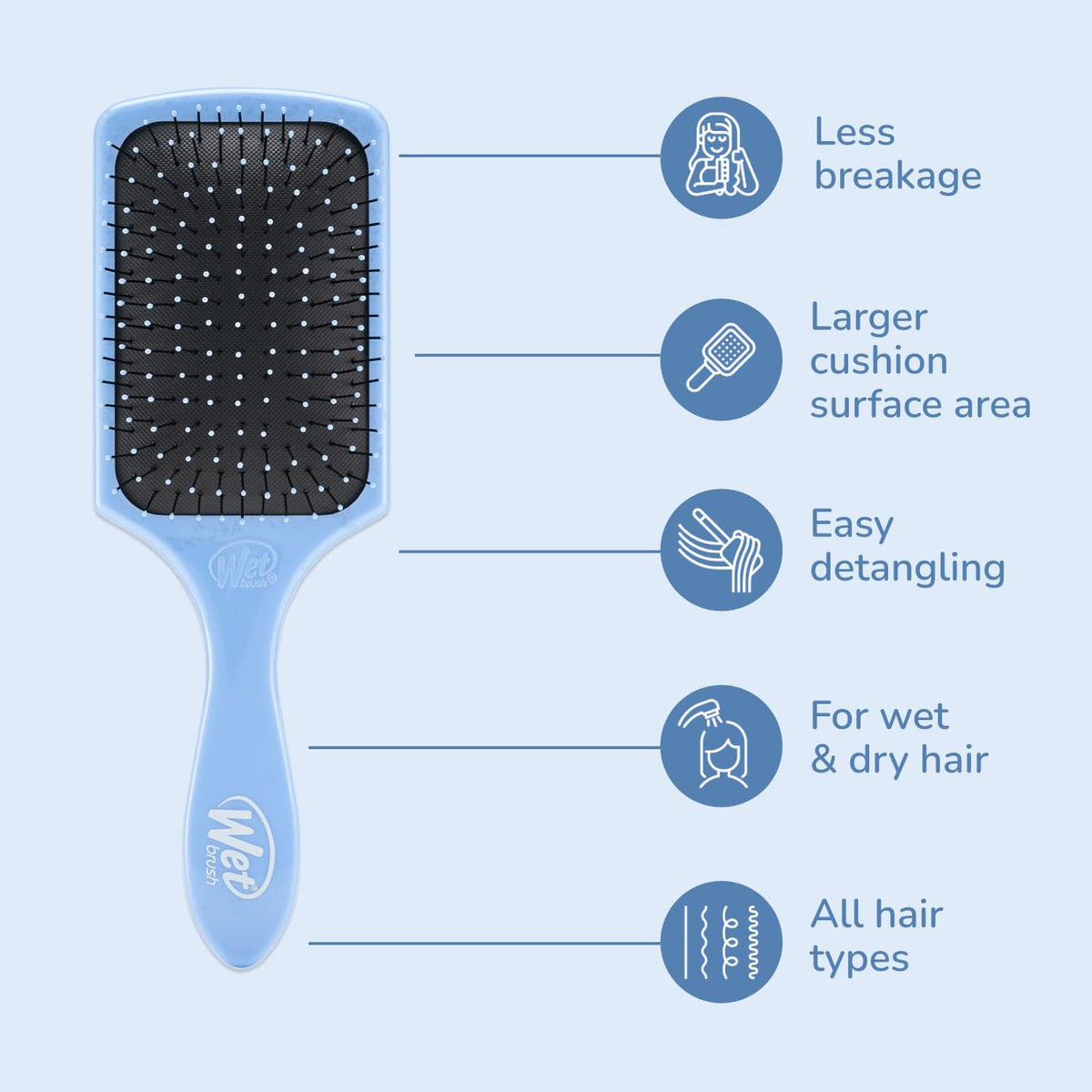 Close-up of IntelliFlex bristles on Wet Brush Paddle Detangler
