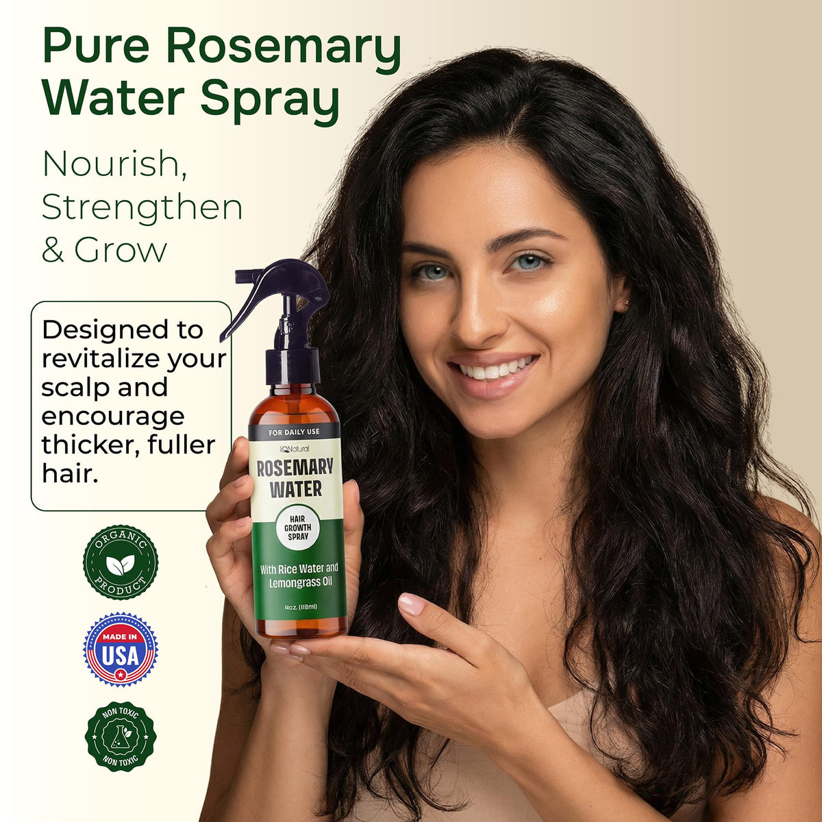 Close-up of IQNATURAL Rosemary Water Spray nozzle