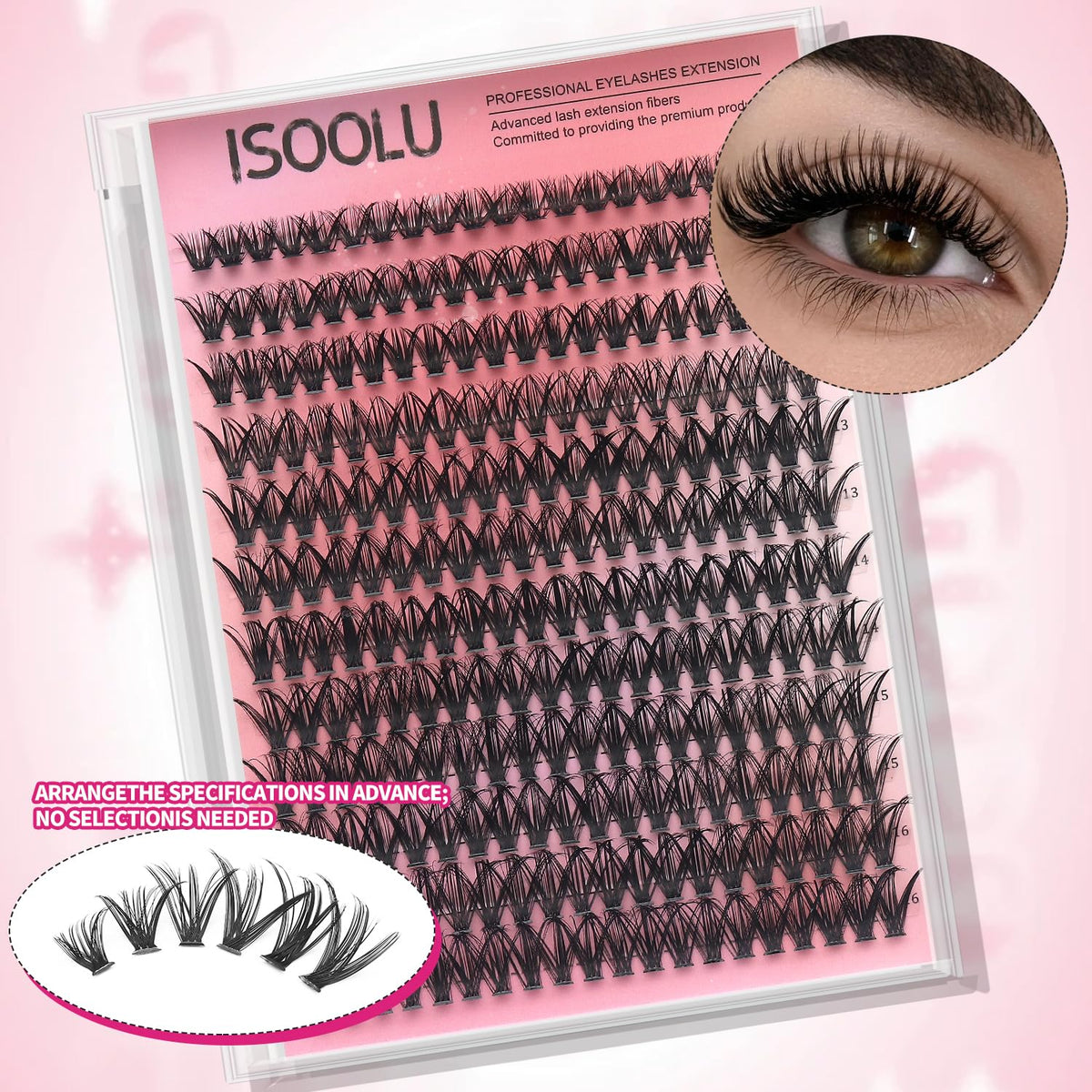 Close-up of ISOOLU lash tweezers included in the kit
