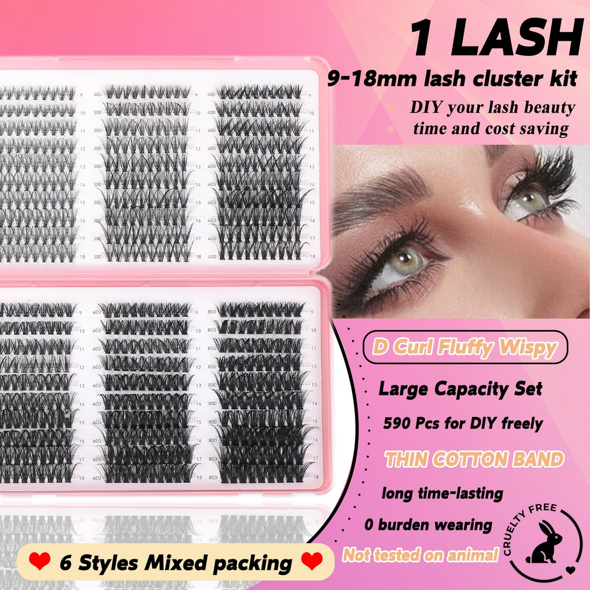 Close-up of ISTGIFT Lash Clusters with various lengths