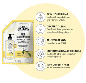 Close-up of J.R. Watkins Gel Hand Soap refill pouch spout