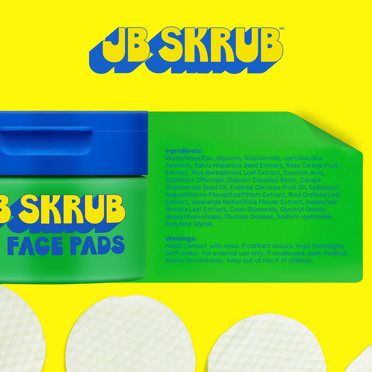 Close-up of JB SKRUB Acne Face Wipes packaging