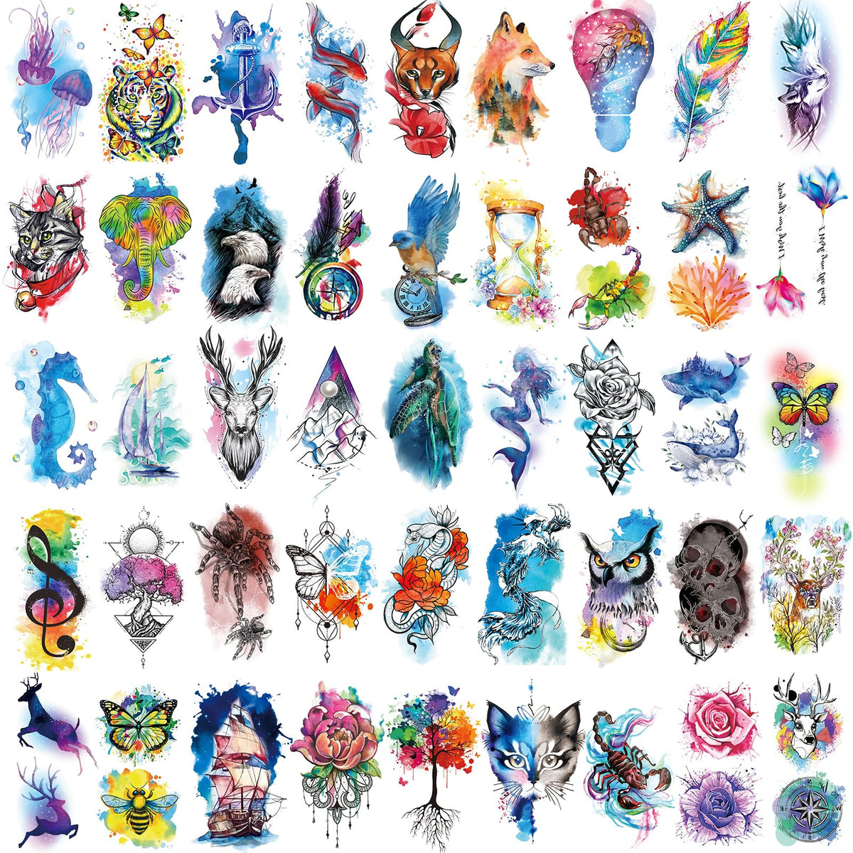 Close-up of JEEFONNA half-arm fake tattoos sheet
