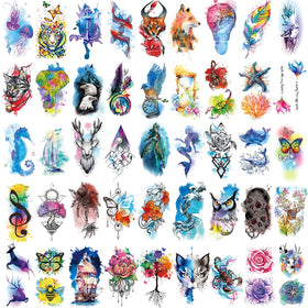 Close-up of JEEFONNA half-arm fake tattoos sheet