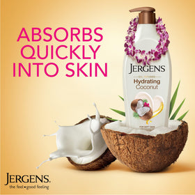 Close-up of Jergens Hydrating Coconut Body Lotion pump
