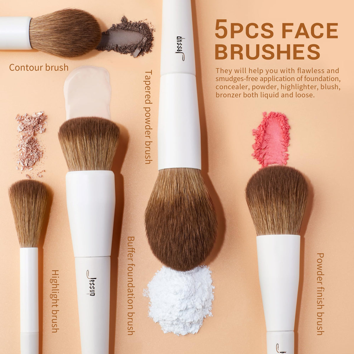 Close-up of Jessup foundation brush from 14Pcs set