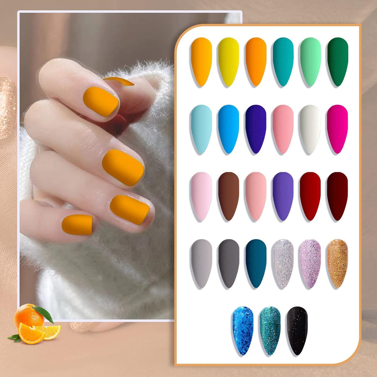 Close-up of JEWHITENY gel nail polish bottles in assorted colours