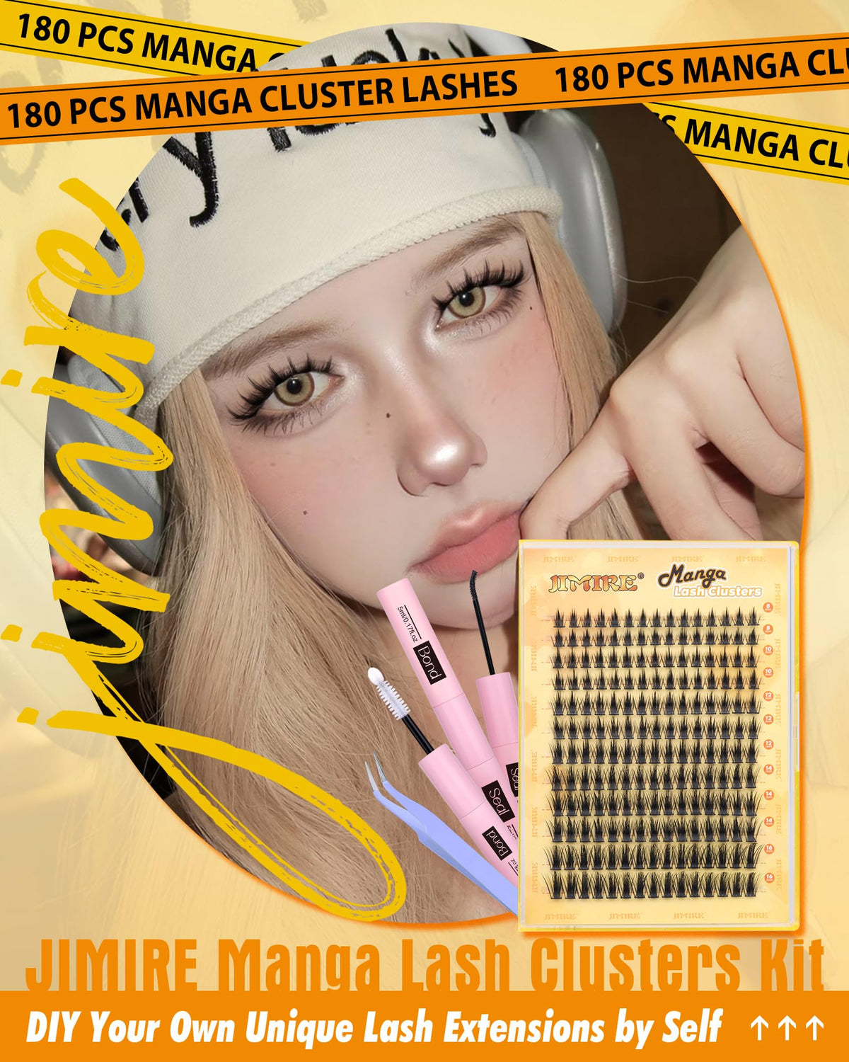 Close-up of JIMIRE lash bond and seal included in the kit