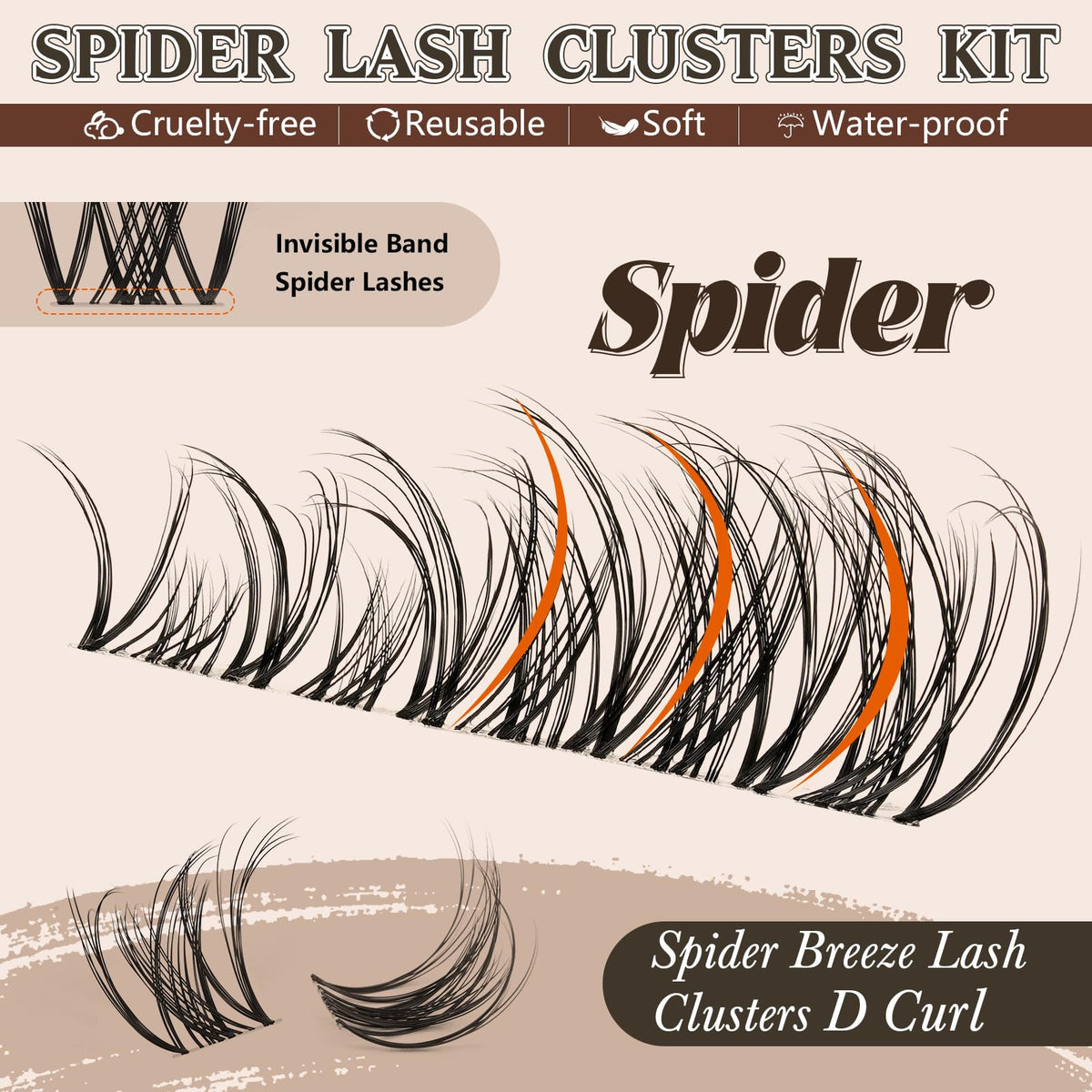 Close-up of JMS&JMS spider lash clusters showcasing the criss-cross design