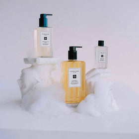 Close-up of Jo Malone Lime Basil and Mandarin Hand and Body Wash bottle