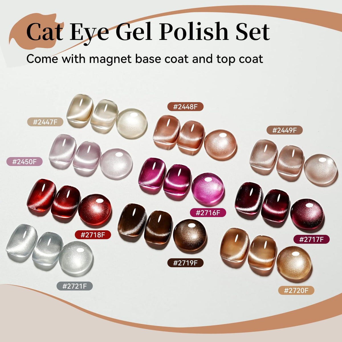 Close-up of JODSONE Cat Eye Gel Nail Polish in pink shade