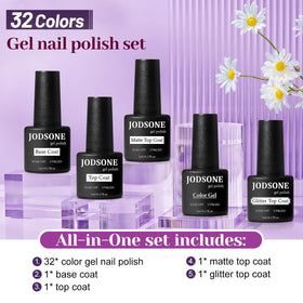 Close-up of JODSONE gel nail polish bottles in various colours