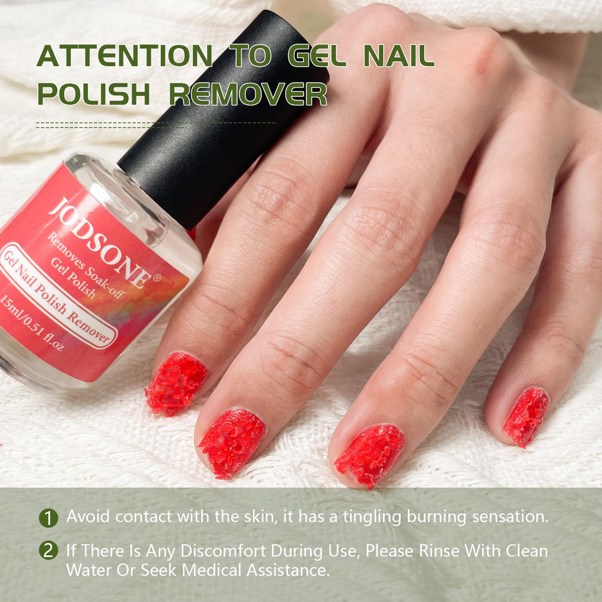 Close-up of JODSONE Gel Nail Remover application process