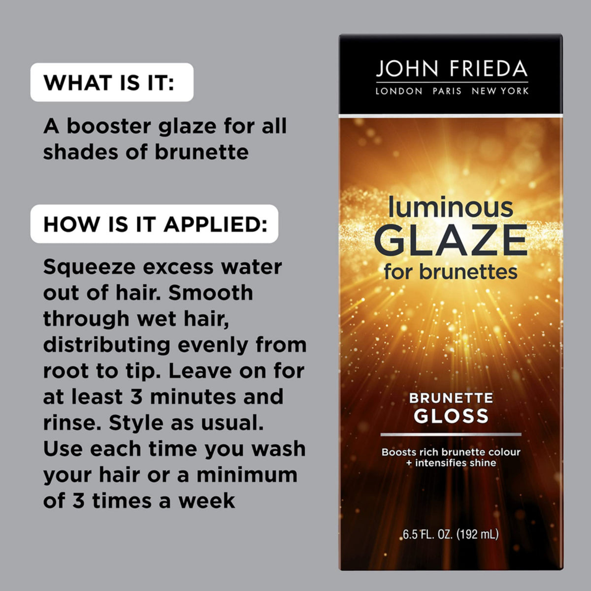 Close-up of John Frieda Brilliant Brunette Luminous Hair Glaze texture